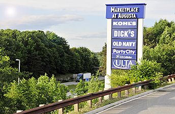 Maine Commercial & Retail Photography - Shopping Center Mall Sign by Highway